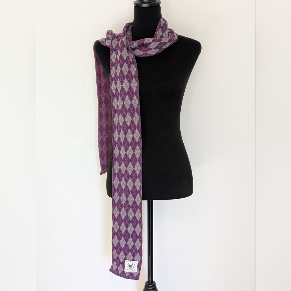 Avoca Nest Purple Argyle Knit Scarf